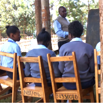 SAG Kit Distribution image showing Ngungu Secondary School girls receiving 80 kits in Kirinyaga, Kenya on Sep 15, 2017