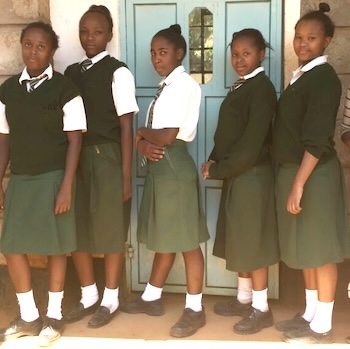 SAG Kit Distribution image showing Eucarbet Academy girls receiving 30 kits in Kirinyaga, Kenya on Sep 8, 2017