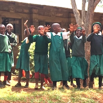 SAG Kit Distribution image showing Gikumbo School girls receiving 40 kits in Karatina, Kenya on May 30, 2018