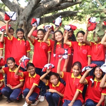 SAG Kit Distribution image showing Dang Area Schools girls receiving 300 kits in Dang, Nepal on Jan 13, 2019