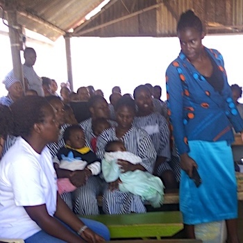 SAG Kit Distribution image showing Thika Women Prison girls receiving 300 kits in Nairobi, Kenya on Feb 9, 2019