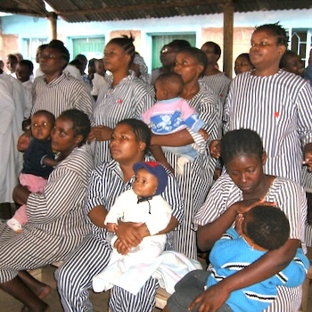 SAG Kit Distribution image showing Thika Women Prison girls receiving 300 kits in Nairobi, Kenya on Feb 9, 2019