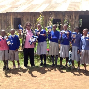 SAG Kit Distribution image showing Githura Primary School girls receiving 102 kits in Githura, Kenya on May 23, 2019