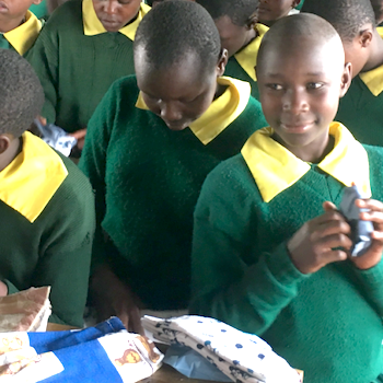 SAG Kit Distribution image showing Kabendera Primary School girls receiving 131 kits in Kabendera, Kenya on Jun 24, 2019
