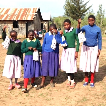 SAG Kit Distribution image showing Muthangira School girls receiving 6 kits in Muthangira, Kenya on Jun 28, 2019