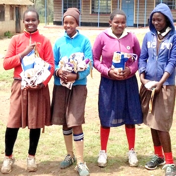 SAG Kit Distribution image showing Ramuria Primary School girls receiving 89 kits in Ramuria, Kenya on Jul 31, 2019