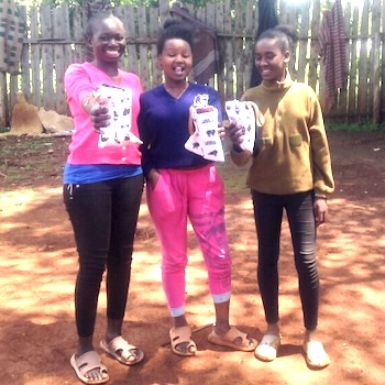 SAG Kit Distribution image showing Little Sisters Childrens Home girls receiving 91 kits in Kieni, Kenya on Aug 3, 2019