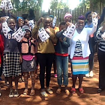 SAG Kit Distribution image showing Little Sisters Childrens Home girls receiving 91 kits in Kieni, Kenya on Aug 3, 2019