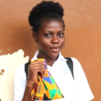 SAG Kit Distribution image showing College Victor Hugo girls receiving 300 kits in Bouaké, Ivory Coast on Oct 11, 2019