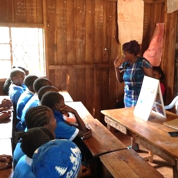 SAG Kit Distribution image showing Shining Star Primary School girls receiving 65 kits in Tambaya, Kenya on Oct 12, 2019
