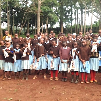 SAG Kit Distribution image showing Gaikundo Village Schools girls receiving 328 kits in Gaikundo, Kenya on Oct 18, 2019