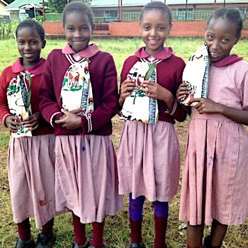 SAG Kit Distribution image showing Chania Primary School girls receiving 87 kits in Chania, Kenya on Jan 29, 2020