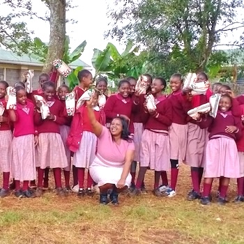 SAG Kit Distribution image showing Chania Primary School girls receiving 87 kits in Chania, Kenya on Jan 29, 2020