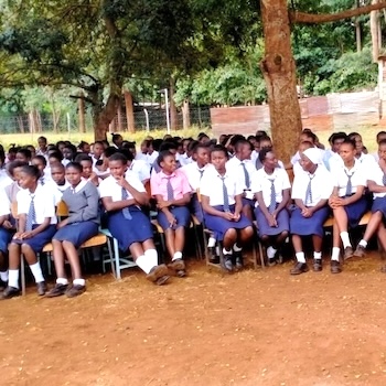 SAG Kit Distribution image showing Rukenya School girls receiving 325 kits in Rukenya, Kenya on Feb 26, 2020