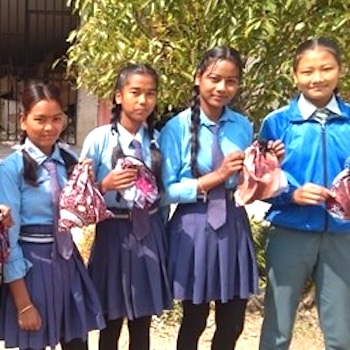 SAG Kit Distribution image showing Shree Goraskhya Ratnaneth School girls receiving 40 kits in Ghorahi, Nepal on Feb 26, 2020