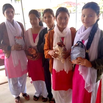 SAG Kit Distribution image showing Gyansindu School girls receiving 40 kits in Gyansindu, Nepal on Feb 28, 2020