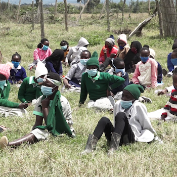 SAG Kit Distribution image showing St George + Gatunguru + Gatarakwa + Kimunyuru Schools girls receiving 333 kits in Kimunyuru, Kenya on Mar 18, 2020