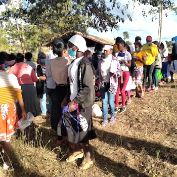 SAG Kit Distribution image showing KAG Church girls receiving 232 kits in Mweiga, Kenya on May 2, 2021
