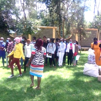 SAG Kit Distribution image showing Kiamuiru Church girls receiving 354 kits in Kiamuiru, Kenya on May 9, 2021