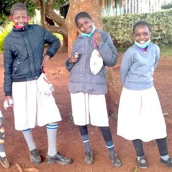 SAG Kit Distribution image showing Pemuga School girls receiving 82 kits in Pemuga, Kenya on Jun 2, 2021