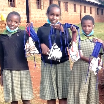 SAG Kit Distribution image showing Gachuiro Primary School girls receiving 152 kits in Karatina, Kenya on Jun 2, 2021