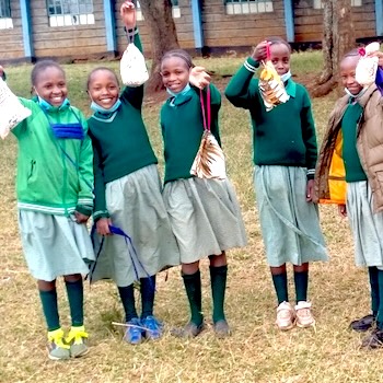 SAG Kit Distribution image showing Mweiga Primary School girls receiving 772 kits in Mweiga, Kenya on Jun 23, 2021