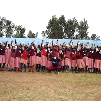 SAG Kit Distribution image showing Wakaniu Primary School girls receiving 146 kits in Wakaniu, Kenya on Jul 30, 2021