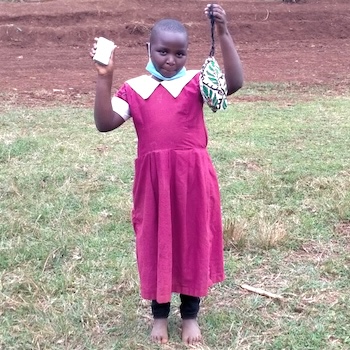 SAG Kit Distribution image showing St. Luke Secondary School girls receiving 405 kits in Karundas, Kenya on Sep 1, 2021