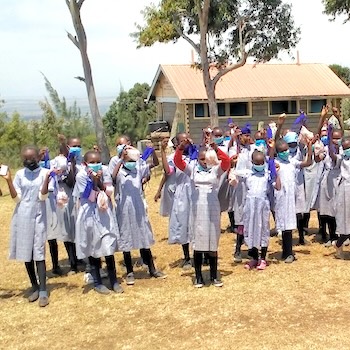 SAG Kit Distribution image showing Muthuini Primary School girls receiving 188 kits in Kieni West, Kenya on Sep 21, 2021