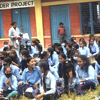 SAG Kit Distribution image showing 3 Schools girls receiving 1500 kits in Kanchanpur, Nepal on Oct 5, 2021