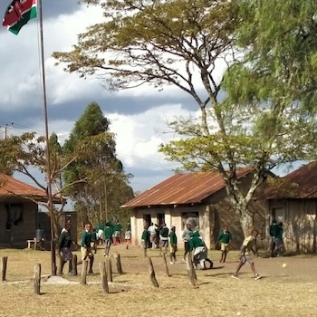 SAG Kit Distribution image showing Mwiyogo Primary School girls receiving 345 kits in Mwiyogo, Kenya on Oct 15, 2021