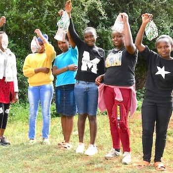 SAG Kit Distribution image showing Nyeri Slums girls receiving 500 kits in Nyeri, Kenya on Jan 22, 2022