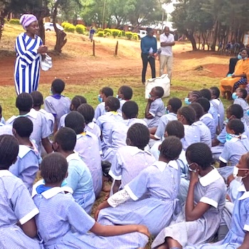 SAG Kit Distribution image showing Kiriko School girls receiving 310 kits in Karatina, Kenya on Feb 28, 2022