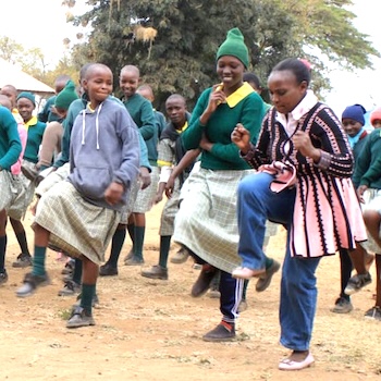 SAG Kit Distribution image showing Ciagiini Primary School girls receiving 200 kits in Ciagiini, Kenya on Aug 23, 2022