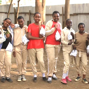 SAG Kit Distribution image showing Nanyuki Primary School girls receiving 362 kits in Nanyuki, Kenya on Oct 21, 2022