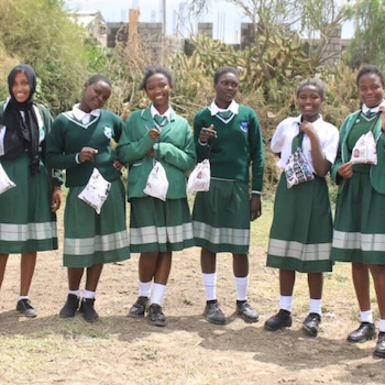 SAG Kit Distribution image showing Nanyuki Secondary School girls receiving 113 kits in Nanyuki, Kenya on Oct 21, 2022