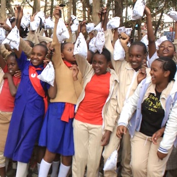 SAG Kit Distribution image showing Ndururi Primary School girls receiving 156 kits in Ndururi, Kenya on Oct 21, 2022