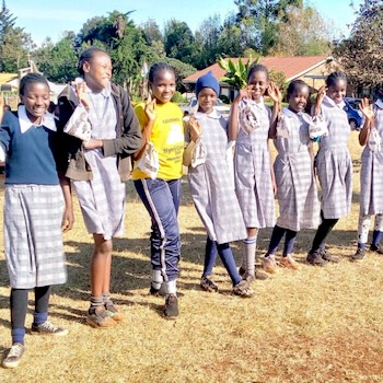 SAG Kit Distribution image showing Kagwathi Primary School girls receiving 305 kits in Tetu, Kenya on Oct 28, 2022