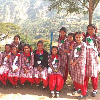 SAG Kit Distribution image showing Bhitlu Village girls receiving 21 kits in Dharamshala, India on Oct 30, 2022