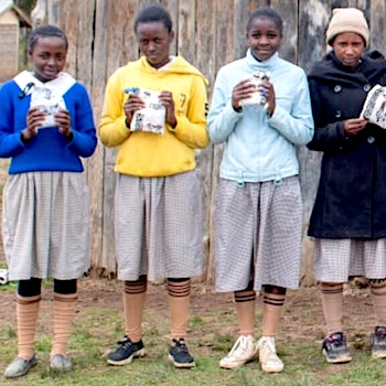 SAG Kit Distribution image showing Gatuamba Primary School girls receiving 238 kits in Naromoru, Kenya on Nov 18, 2022