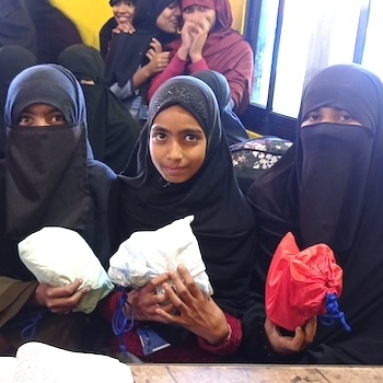 SAG Kit Distribution image showing Madras School girls receiving 100 kits in Dang, Nepal on Dec 22, 2022