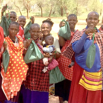 SAG Kit Distribution image showing Manyara Bomas girls receiving 35 kits in Manyara, Tanzania on Feb 17, 2023