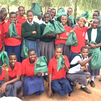 SAG Kit Distribution image showing Loiborsiret Secondary School girls receiving 58 kits in Manyara, Tanzania on Feb 17, 2023