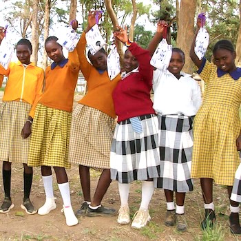SAG Kit Distribution image showing Likii Primary School girls receiving 415 kits in Nanyuki, Kenya on Feb 17, 2023