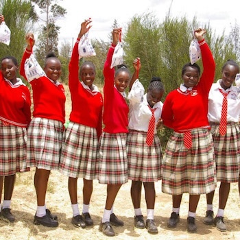 SAG Kit Distribution image showing Ndemu Secondary School girls receiving 139 kits in Nanyuki, Kenya on Mar 14, 2023