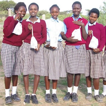 SAG Kit Distribution image showing Naibor Secondary School girls receiving 235 kits in Naibor, Kenya on Apr 5, 2023