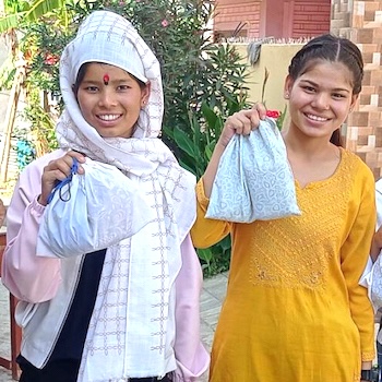 SAG Kit Distribution image showing 10 Dang Schools girls receiving 150 kits in Dang, Nepal on May 5, 2023