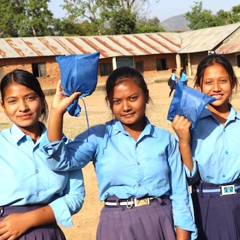 SAG Kit Distribution image showing Janjagriti Secondary School girls receiving 350 kits in Ghorahi 4, Nepal on May 8, 2023