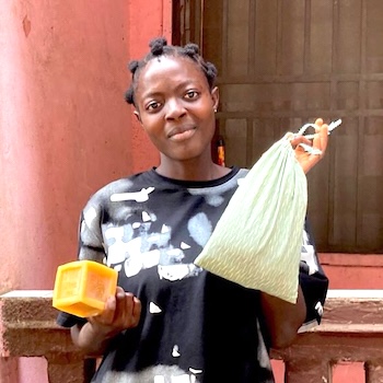 SAG Kit Distribution image showing Bolifamba High School girls receiving 17 kits in Buea, Cameroon on May 13, 2023