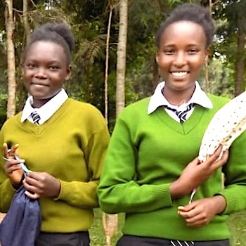 SAG Kit Distribution image showing Githage Secondary School girls receiving 57 kits in Githage, Kenya on May 16, 2023